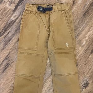 Boys U.S. Polo Assn. Khaki Tan Utility Buckle Elastic Waist Pant Pants XS 4/5